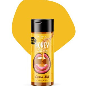 Chick & Roo Zero Sugar Honey Substitute – Lemon Zest Flavor: Naturally Enriched with Honey & Propolis (10.5oz)