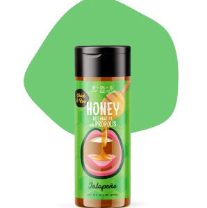 Chick & Roo Zero Sugar Honey Substitute – Jalapeño Flavor: Naturally Enriched with Honey & Propolis (1 Bottle, 10.5oz)